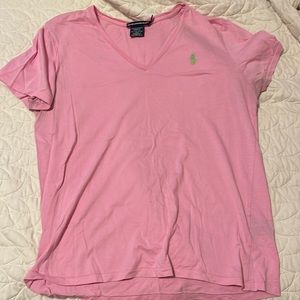 Pink Ralph Lauren shirt.